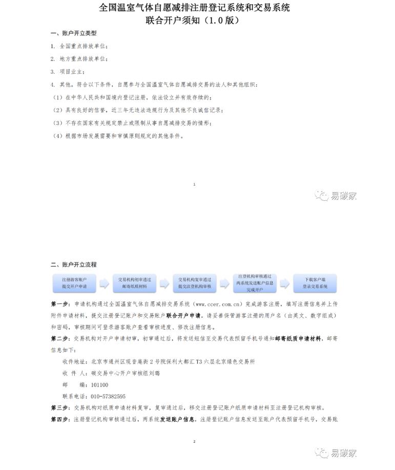 重磅!全国CCER交易账户正式开放申请注册(附开户指引)